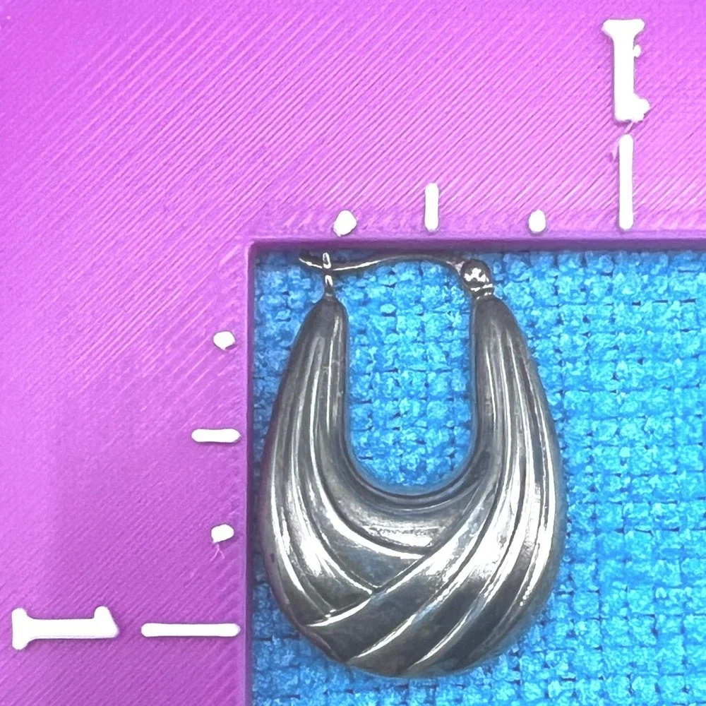 Sterling Silver 925 stamped Sculpted Hoop Earrings